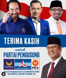 Anies Baswedan mengucapkan terimakasih kepada partai pengusungnya yakni Nasdem, Demokrat dan PKS /@aniesbaswedan