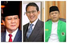 Sandiaga Uno (tengah) ungkap Prabowo (kiri) sebut 'jangan provokasi' ke Mardiono (kanan)