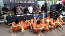 Potret 28 Pesilat di Tulungagung Dipastikan Dijerat Pidana, Akibat Saling Serang. (Tribun/Foto)