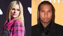 Potret Avril Lavigna (kiri) dan Rapper Tyga (Kanan) yang Dikabarkan Tengah Berkencan dan Dengan Berani Ciuman Didepan Publik. (HITC/Foto)