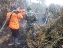 Tim gabungan saat padamkan api karhutla