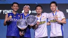 All England 2023: Saling Puji Fajar/Rian dan Muhammad Ahsan/Hendra. (detik.com/Foto/PBSI)