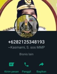 Nomor aksi penipuan yang mencatut nama bupati Kasmarni