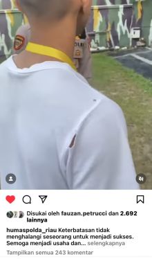 Postingan di akun Instagram resmi Humas Polda Riau
