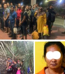 Sareskrim Polres Bengkalis saat menggagalkan penyeludupan PMI dan WNA di Desa Sepahat 