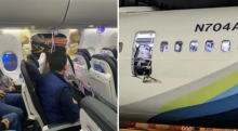 Gambar lubang yang dibuat di Boeing 737 Max 9 jet setelah pintu meledak /net