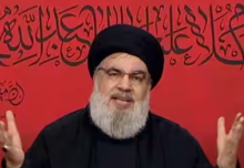Pemimpin Hizbullah Sayyid Hassan Nasrallah memberikan pidato yang disiarkan televisi /Reuters