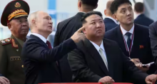 Presiden Rusia Vladimir Putin dan Kim Jong Un dari Korea Utara di Moskow /Reuters
