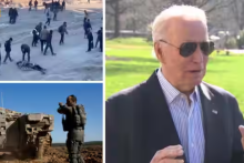 Gambar menunjukkan Presiden AS Joe Biden (kanan) berbicara dengan wartawan sebelum menaiki Marine One di Gedung Putih di Washington, Amerika Serikat, 29 Februari 2024 /Reuters