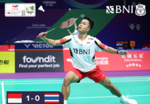 Ginting Menang, Indonesia 1 Thailand 0 di Thomas Cup 2024. (Tangkapan layar/@INABadminton)
