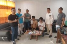 Tersangka dan barang bukti saat diringkus tim opsnal Polsek Mandau