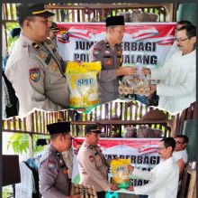 Polsek Tualang Tebar Kebaikan Lewat Jumat Berbagi, Warga Sakit Gula Terima Bantuan Sembako