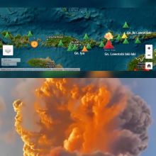 Gunung Lewotobi Laki-laki Erupsi, Muntahkan Abu sampai 10 KM Naikkan Status Jadi Awas. (Collage By Riau24)