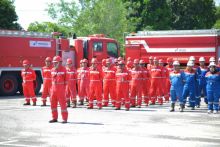 Apel Siaga Karhutla di Komplek Perkantoran PT Pertamina Hulu Rokan (PHR) Rumbai, Kamis (10/7/2025).