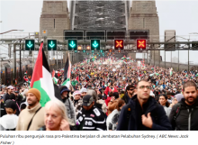 100 Ribu Demonstran Pro Palestina Suarakan Kebebasan Gaza di Jembatan Sydney Suarakan. (Screenshot/abc.net.au)