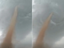 Video viral mengabadikan momen tornado menghantam taman geologi vulkanik Tiongkok /Facebook