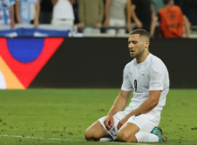 Pemain depan Israel Shon Weissman bereaksi di akhir pertandingan UEFA Nations League - Grup 2 Liga B - antara Israel dan Islandia di Stadion Samy Ofer di kota Haifa, Israel, pada 2 Juni 2022 /AFP