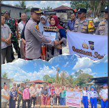 Polsek Kandis Salurkan Bantuan Sembako untuk Korban Kebakaran di Telaga Sam Sam