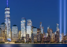 One World Trade Center dengan balok penghormatan untuk menara kembar WTC /net