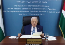 Presiden Otoritas Palestina Mahmoud Abbas menyampaikan pidato pada pertemuan puncak mengenai solusi dua negara melalui tautan video/ tangkapan layar dari video di X