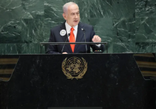 Perdana Menteri Israel Benjamin Netanyahu berpidato di Sidang Umum Perserikatan Bangsa-Bangsa (UNGA) di Markas Besar Perserikatan Bangsa-Bangsa pada 26 September 2025 di New York City /AFP