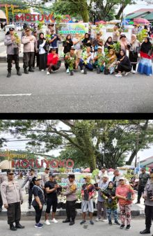 Polsek Tualang Hijaukan CFD, Bagikan 50 Bibit Pohon ke Warga