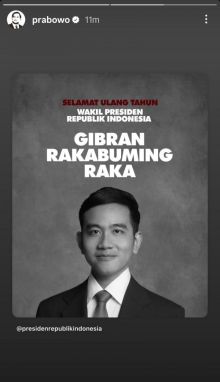 Prabowo ucapkan Selamat Ulang Tahun untuk Wapres Gibran, Malam-malam. (Tangkapan Layar Instagram @presidenrepublikindonesia)