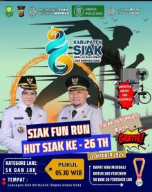 Semarak HUT ke-26 Kabupaten Siak, Pemkab Gelar Siak Fun Run Gratis Berhadiah Menarik