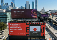Sebuah papan reklame yang mengiklankan perusahaan kecerdasan buatan (AI) di San Francisco, California/ AFP