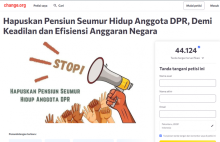 44 Ribu Orang Tanda Tangani Petisi Hapuskan Pensiun Seumur Hidup Anggota DPR, Ini Linknya. (Tangkapan Layar website change.org)