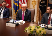 Presiden AS Donald Trump, Wakil Presiden AS JD Vance dan Menteri Luar Negeri AS Marco Rubio/ AFP