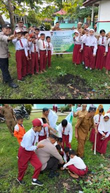 Ruang Hijau untuk Anak: Polsek dan SDN 11 Tualang Bersinergi Tanam Pohon
