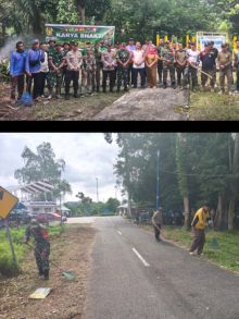 Semarak Hari Juang TNI AD, Kodim 0322/Siak Gelar Karya Bakti Akbar Bersihkan Makam Datuk 4 Suku di Mempura