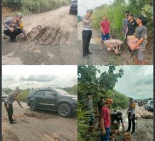 Satlantas Polres Siak Bertindak Cepat Tertibkan Pungli di Jalan Rusak Jembatan Puing